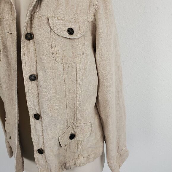 J jill trucker style tan linen jacket - Picture 8 of 8
